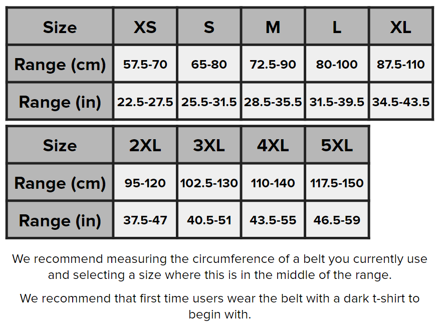 SBD Malaysia 13mm Lever Belt (Legacy Range) Sizing Guide
