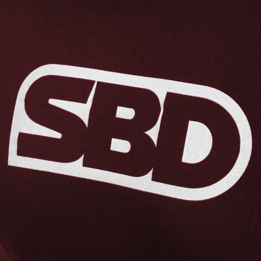 SBD T-Shirt - Burgundy With White (Phoenix Range)