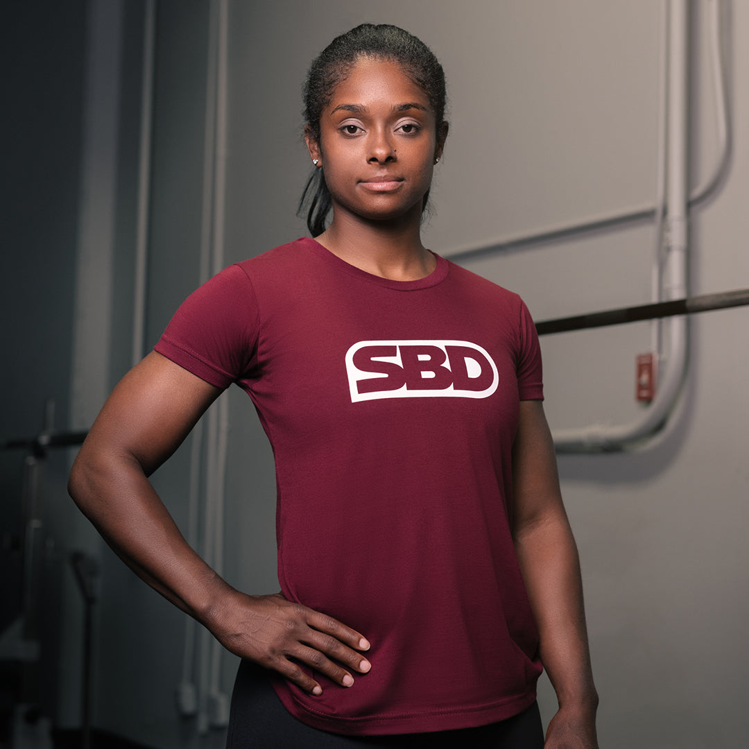 SBD T-Shirt - Burgundy With White (Phoenix Range)