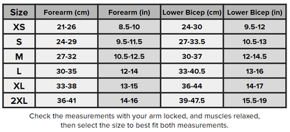 SBD Malaysia Elbow Sleeves (Nova Range) Sizing Guide