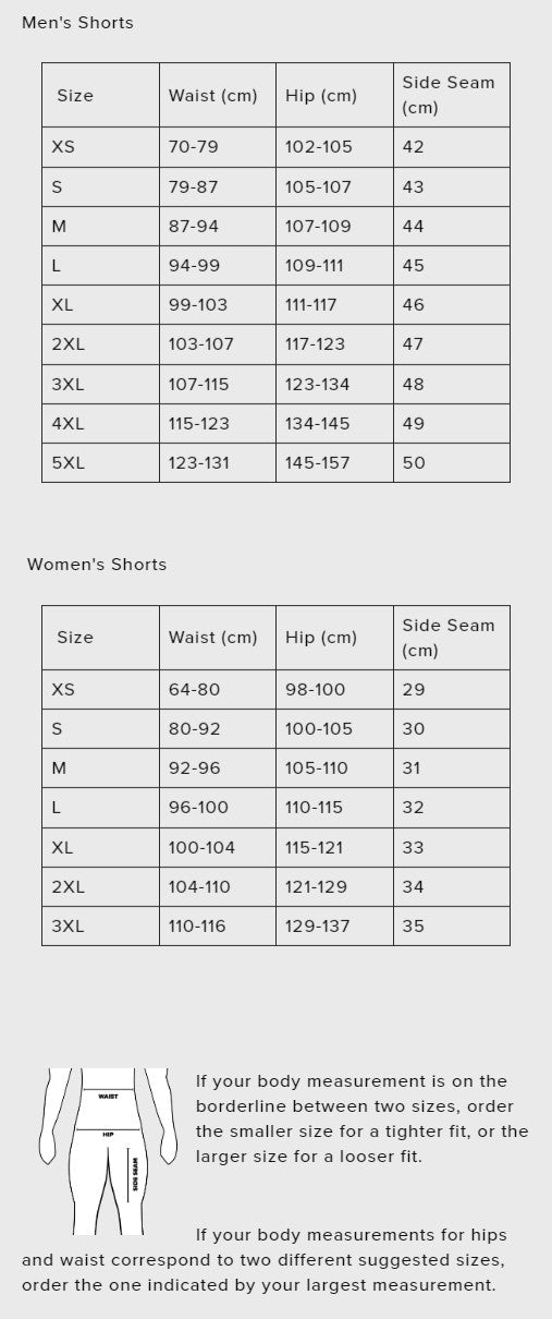 SBD Malaysia SBD Shorts (Nova Range) Sizing Guide