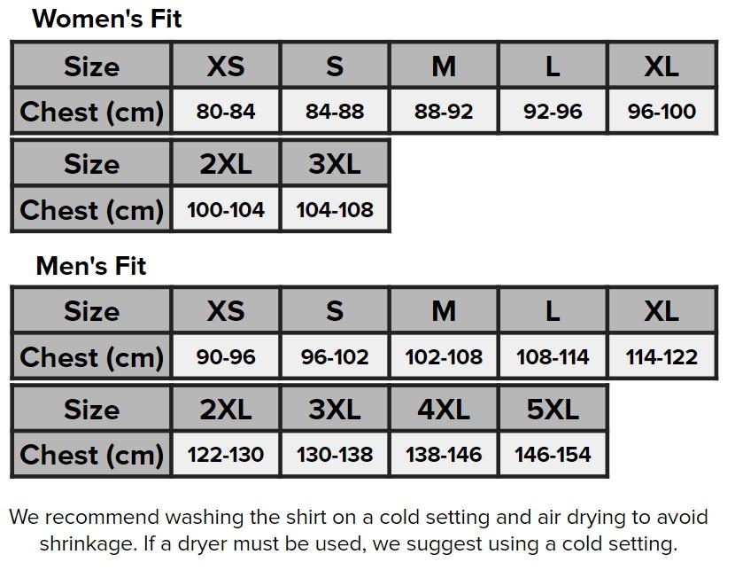 SBD Malaysia SBD T-Shirt (Resolve Range) Sizing Guide